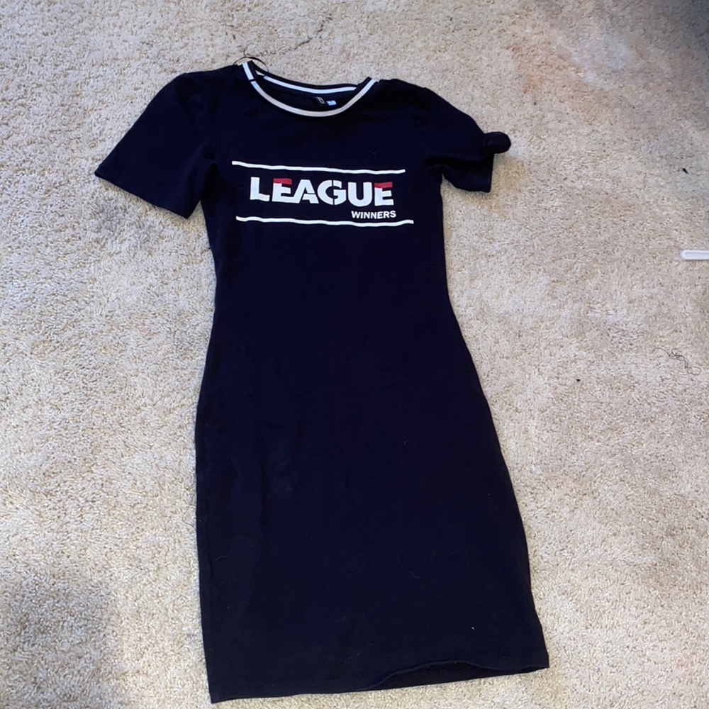 LEAGUE WINNERS BODYCON BLACK DRESS